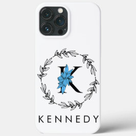 Blue Floral Custom Monogram - Letter K Case-Mate iPhone Hülle