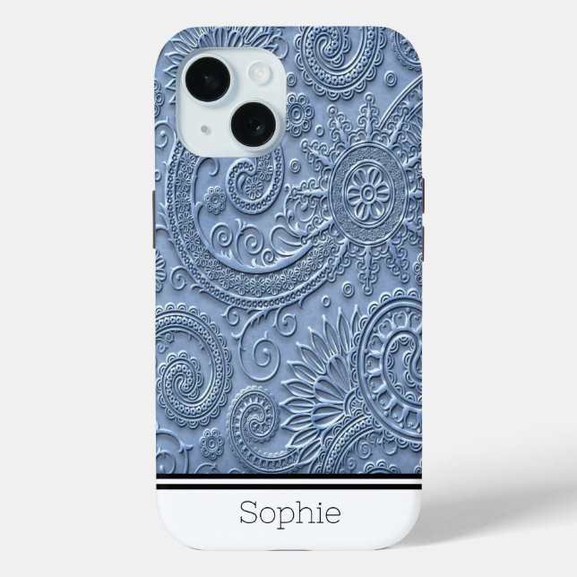 Blue Floral Damask Custom Samsung Case-Mate iPhone Hülle (Rückseite)