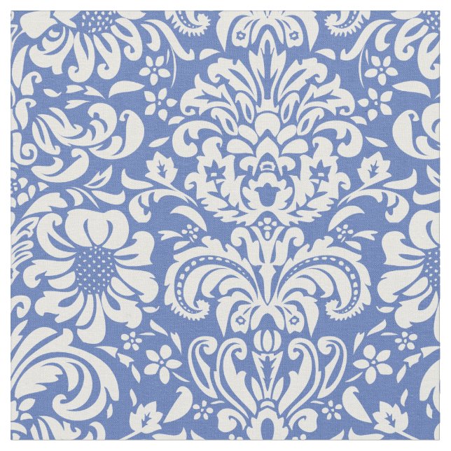 Blue Floral Damask Stoff (Nahaufnahme)