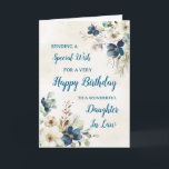 Blue Floral Daughter Law Geburtstagkarte Karte<br><div class="desc">Eine wunderschöne Visitenkarte für Ihre Tochter,  die an ihrem Geburtstag mit eleganten Marineblau- und cremefarbenen Blume in Aquarellfarbe zu sehen ist.</div>