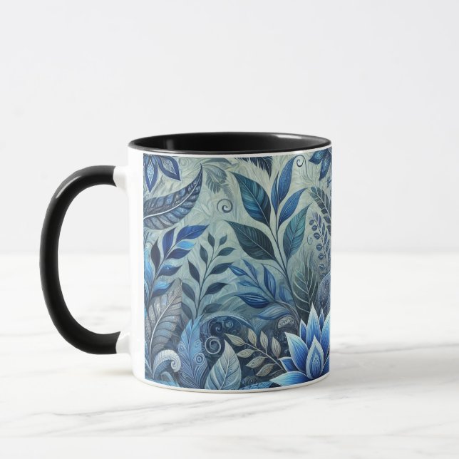Blue Floral Design Coffee Tasse (Links)