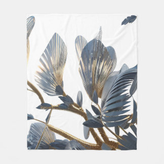 Blue Floral Design Plant Fleecedecke