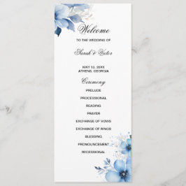 Blue Floral double side program card Programm