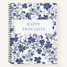 Blue Floral Double Sided Thoughts Journal
