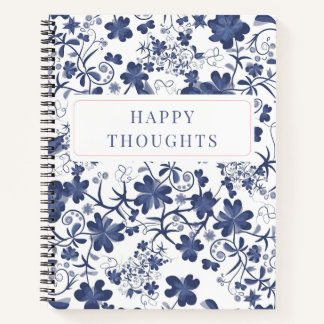 Blue Floral Double Sided Thoughts Journal Notizbuch