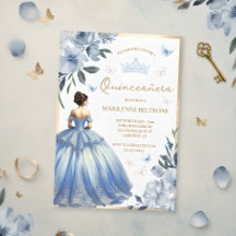 Blue Floral Dress Butterfly Quinceañera