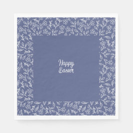 Blue Floral Easter Napkins – Happy Easter  Serviette