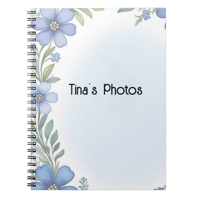 Blue Floral Elegance Spiral Foto Notebook Notizblock (Vorderseite)