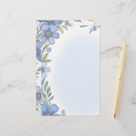 Blue Floral Elegance Stationery Set Briefpapier