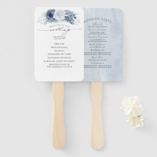 Blue Floral Elegant Hochzeitsprogramm Fächer