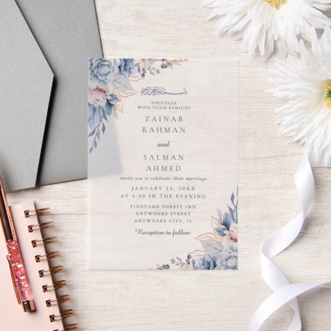 Blue Floral Elegant Nikkah Arabisch Islamische Hoc (Hochzeit)