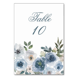Blue Floral Elegante Wedding Tischnummer Cards