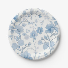 Blue Floral Elegante Whimsical Garden Party Pappteller
