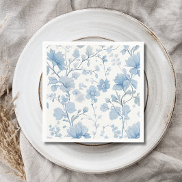 Blue Floral Elegante Whimsical Garden Party Serviette
