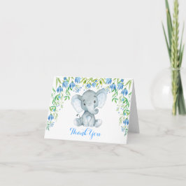 Blue Floral Elephant Baby Dusche Vielen Dank Dankeskarte