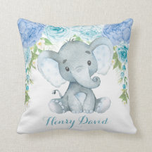 Blue Floral Elephant Jungle Baby Boy Kinderzimmer