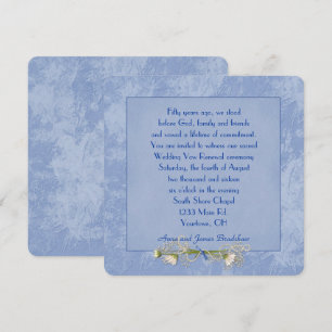 Blue Floral Embossed Wedding Vow Erneuerung Einladung