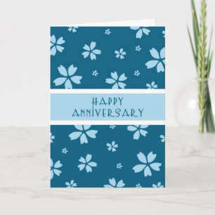 Blue Floral Employee Anniversary Card Feiertagskarte