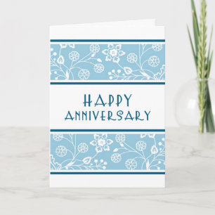 Blue Floral Employee Anniversary Card Karte
