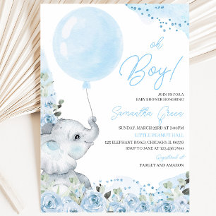 Blue Floral Es ist eine Baby Elephant Babydusche Einladung