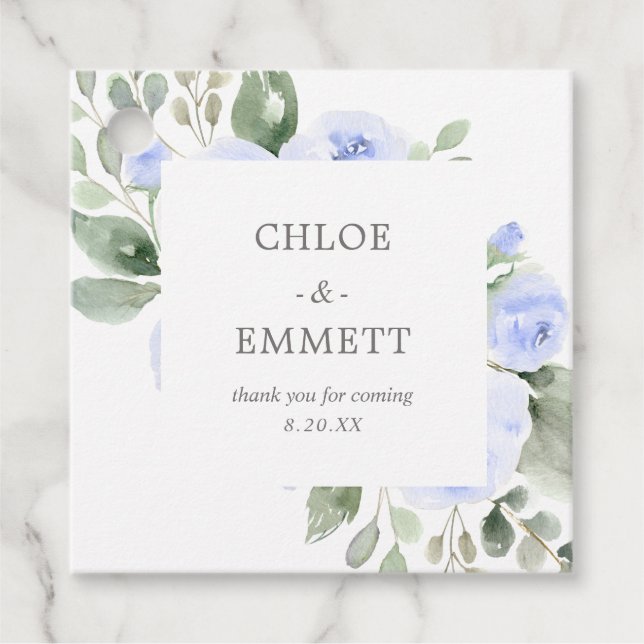 Blue Floral Eucalyptus Vielen Dank für Ihre Hochze Geschenkanhänger (Vorderseite)