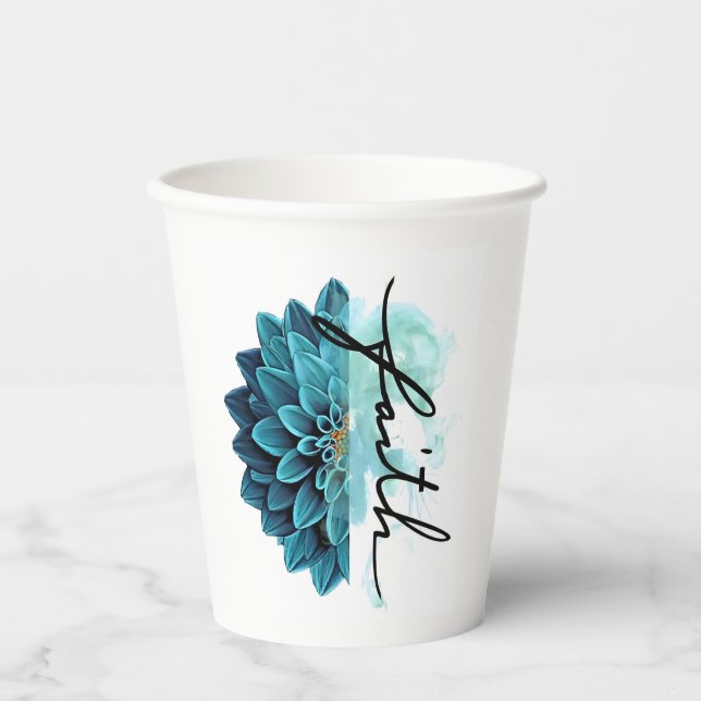 Blue Floral Faith Pappbecher (Vorderseite)