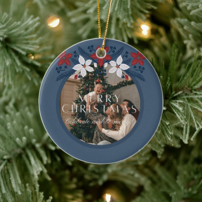 Blue Floral Family Elegant Ornament  (Baum)