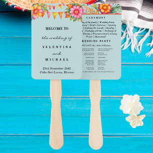 Blue Floral Fiesta Mexikanisches Hochzeitsprogramm Fächer