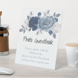 Blue Floral Foto Guest Book Sign Editierbar Sockelschild