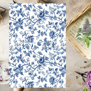 Blue Floral French Vintag Decoupage Seidenpapier