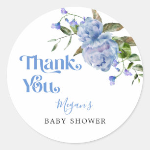 Blue Floral Garden Baby Dusche Gefallen Runder Aufkleber