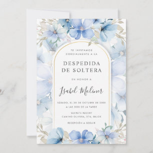 Blue Floral Garden Spanisches Brautparty Einladung