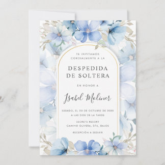 Blue Floral Garden Spanisches Brautparty Einladung