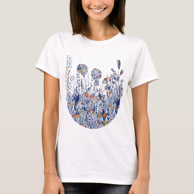 Blue Floral Garden T-Shirt (Vorderseite)