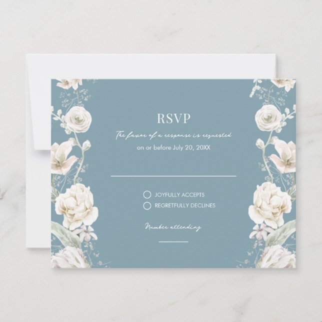 Blue Floral Garden Wedding UAWG RSVP Karte (Vorderseite)