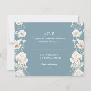 Blue Floral Garden Wedding UAWG RSVP Karte