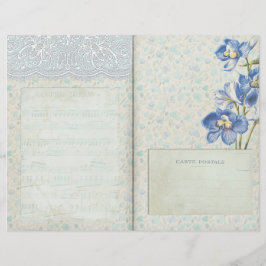 Blue Floral Gemustert & Lace Journal Page