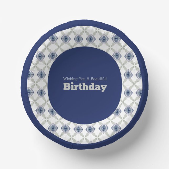 Blue Floral Gemustert Paper Bowl Pappteller (Vorderseite)