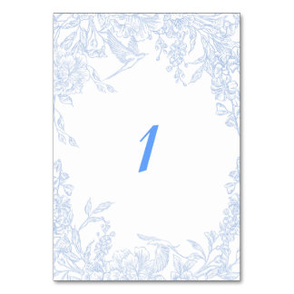 Blue Floral Gerahmt Wedding Tischnummer