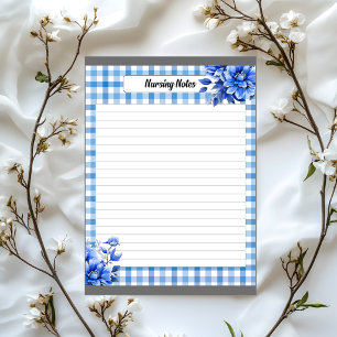 Blue Floral Gingham_ Nährwertangaben Notizblock