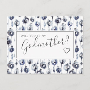 Blue Floral GodMutter Vorschlag Card Postkarte