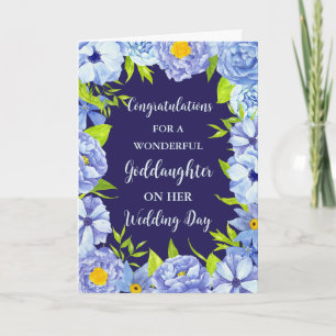 Blue Floral Godtochter Hochzeitsgratulation Karte