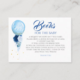 Blue Floral Gold Babydusche Bücher für Baby Visitenkarte