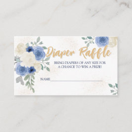 Blue Floral & Gold Diaper Umschließungskarte Begleitkarte
