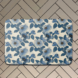 Blue Floral Gold Glitzer Japanisch Ukiyo-e Badematte