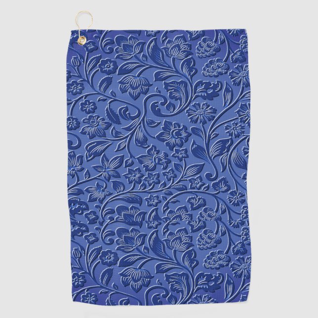 Blue Floral Golf Handtuch (Vorderseite)