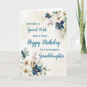 Blue Floral Grandtochter Geburtstagskarte Karte