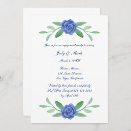 Blue Floral Greenerity Foliage Engagement Party Einladung