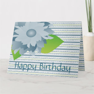Blue Floral Happy Birthday Paper Grußkarte Karte
