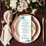 Blue Floral Hawaiian Wedding Menu Card<br><div class="desc">Diese moderne und elegante Speisekarte ist für die Hochzeitsdekoration gedacht und wird von Bunch of LIGHT BLUE FLOWERS an den Ecken und WATERCOLOR präsentiert. Alle Texte sind editierbar, d.h. Sie können den SCHRIFTART, die Größe, den Stil und die Farbe ändern. Alle passenden Artikel sind in unserem Shop verfügbar, sodass Sie...</div>